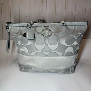 Coach Grey Signature Canvas and Patent Leather Trim